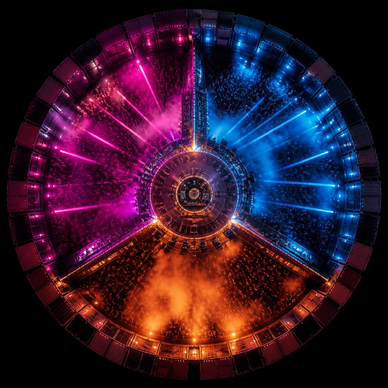 Rotating three-genre stage